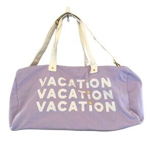 Ban.do Getaway Vacation Duffle Bag Purple Silver Canvas Weekend Bag Tote